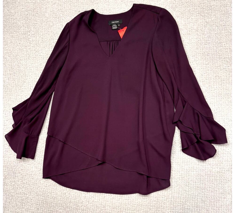 Karen Kane Purple Long Sleeve Blouse Size M #65444